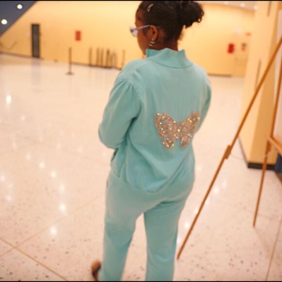 TWISTED HEART AMERICA 3 PIECE SWAVORSKI SWEAT SUIT Y2K RARE - Picture 4 of 8